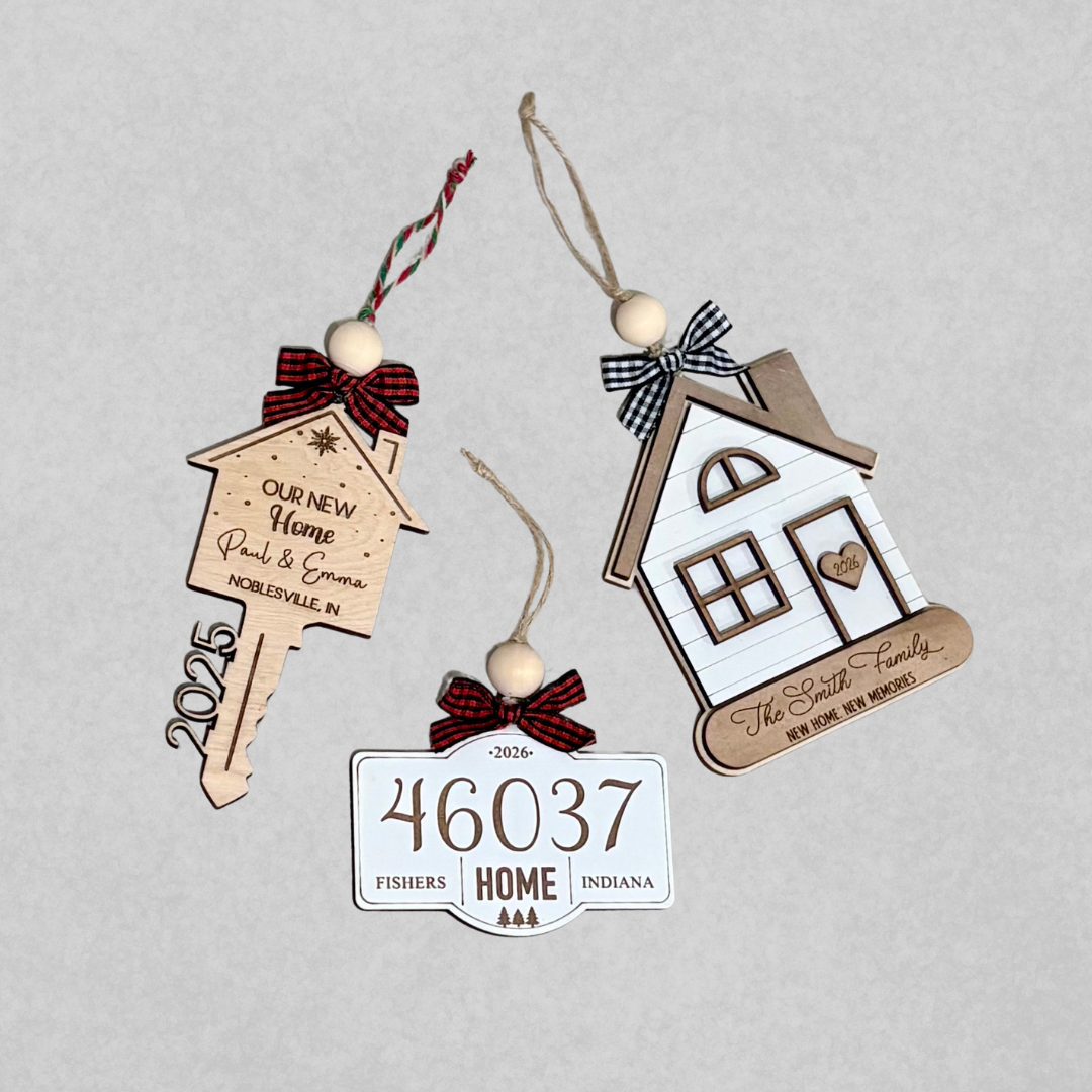 Locally made custom ornaments for realtor closing gifts from SD Gift Co. 