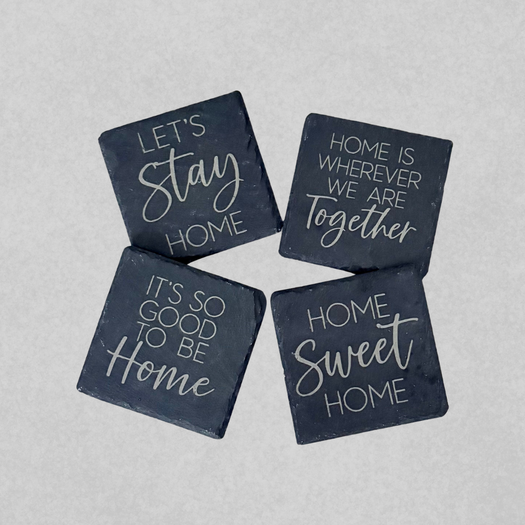 Locally engraved coasters used in SD Gift Co closing baskets for Indiana realtors.