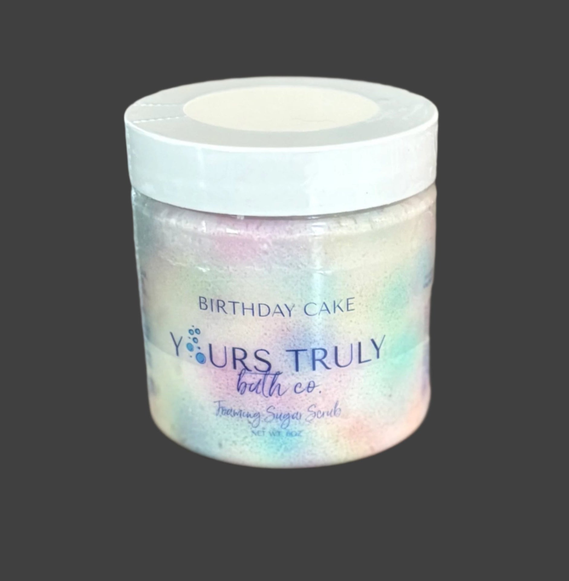 Yours Truly Bath Co foaming sugar scrub in Birthday Cake