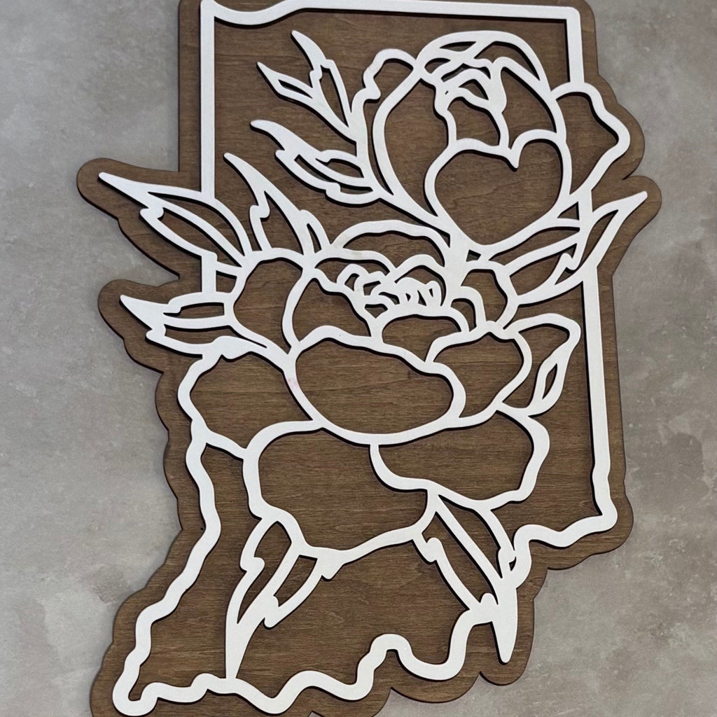 Hand crafted Indiana wooden sign made for SD Gift Co in Fortville, IN