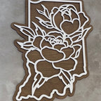 Hand crafted Indiana wooden sign made for SD Gift Co in Fortville, IN