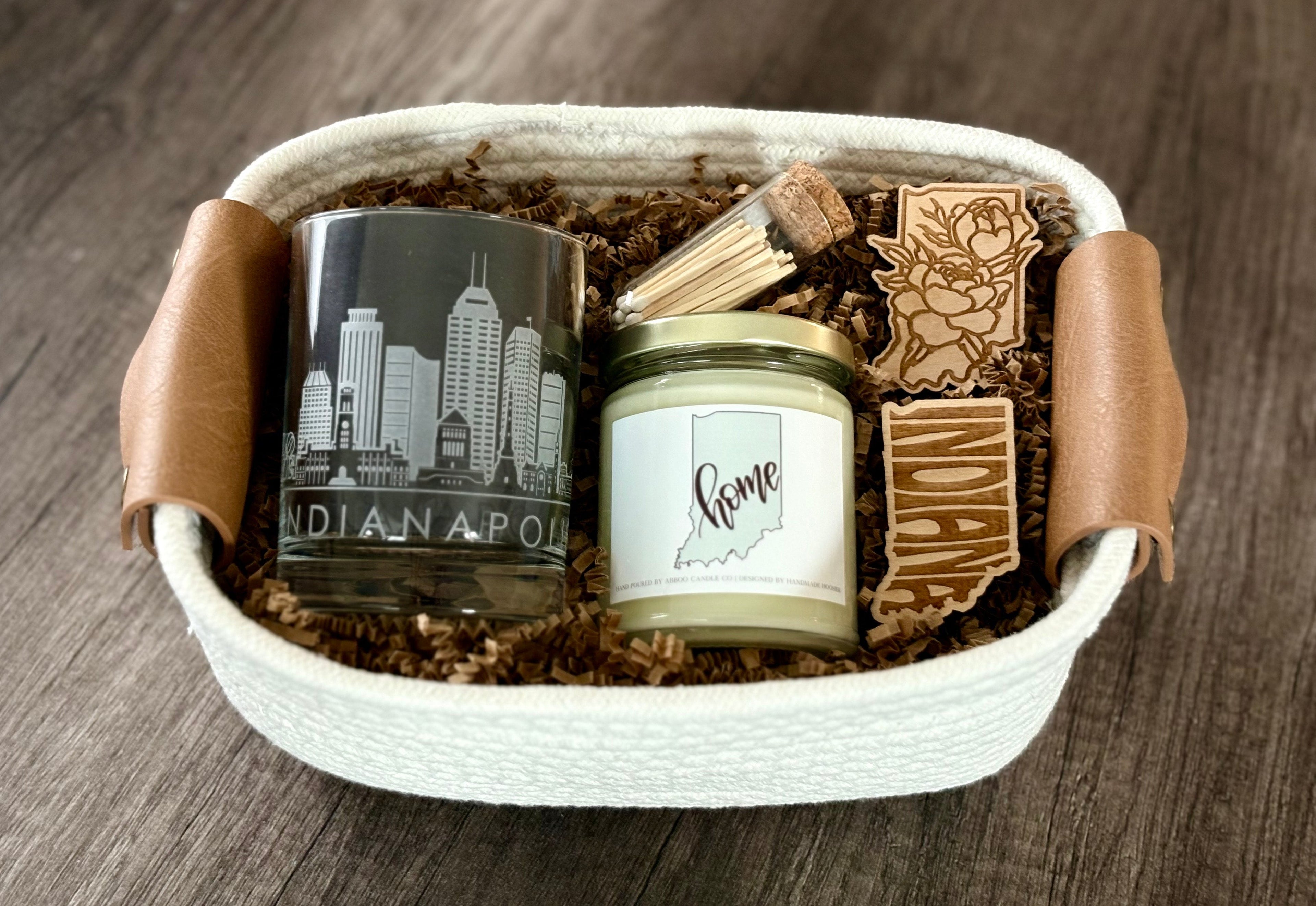 Gift basket with Indiana themed items made locally
