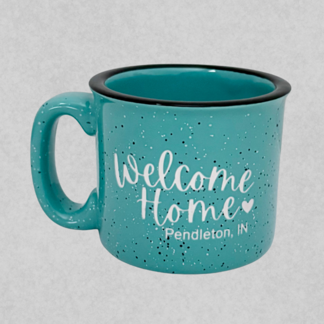 Locally etched mug made for SD Gift Co closing baskets in Indiana