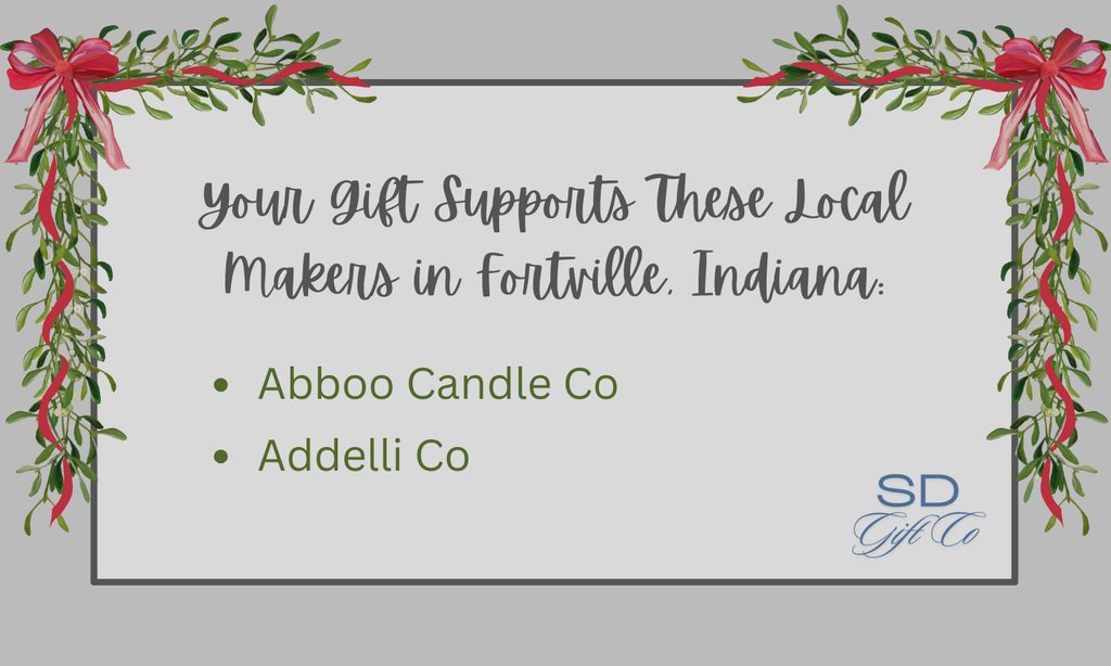 Card included in SD Gift Co's Christmas Connection box detailing the local businesses supported.