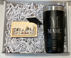 graduation gift with monogrammed tumbler and Class of 2025 gift card holder